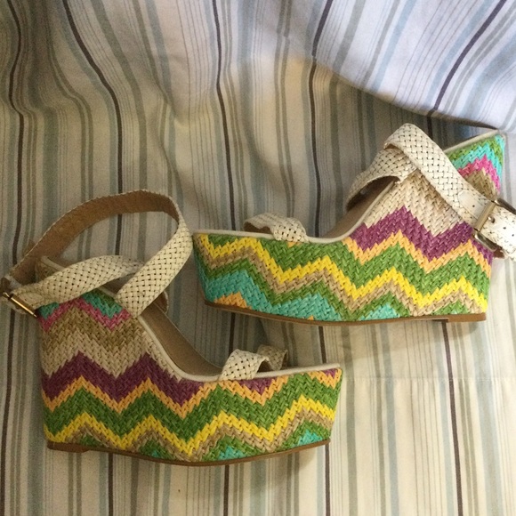 🆕 BOSTON PROPER Wedge Sandals 🌴☀️💜 - Picture 1 of 5